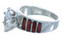 Sterling Red Oyster Shell Wedding Band Ring Set Size 5-1/4 NS40774